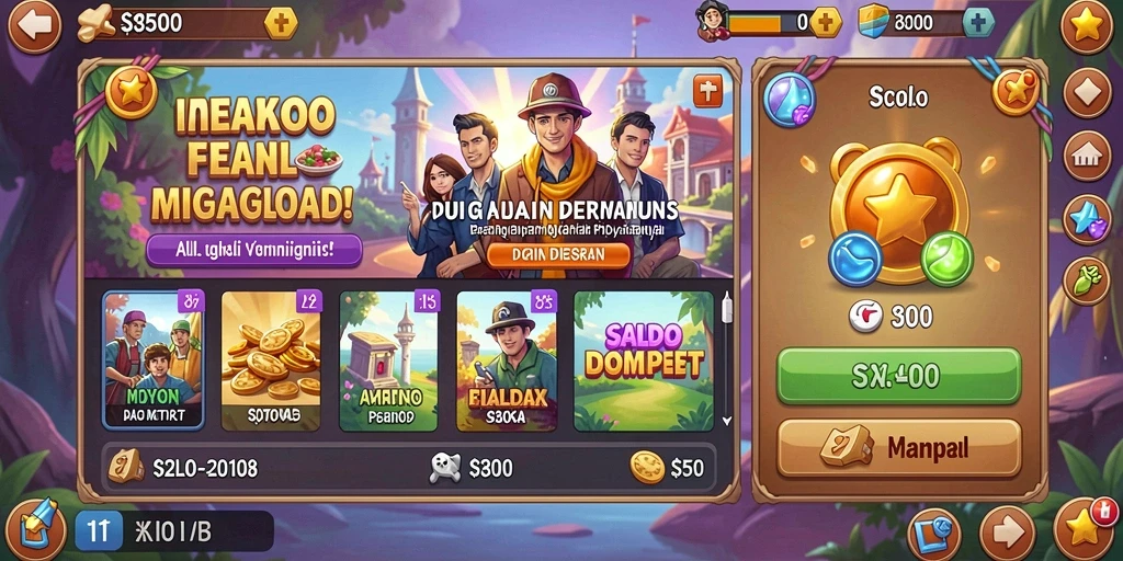 Tampak permainan yang menarik dengan grafis berwarna.